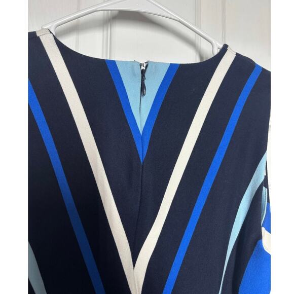 Banana Republic Women 6 V-Neck Rear Zip Blue Black Knee Length Bodycon Dress - Picture 5 of 8